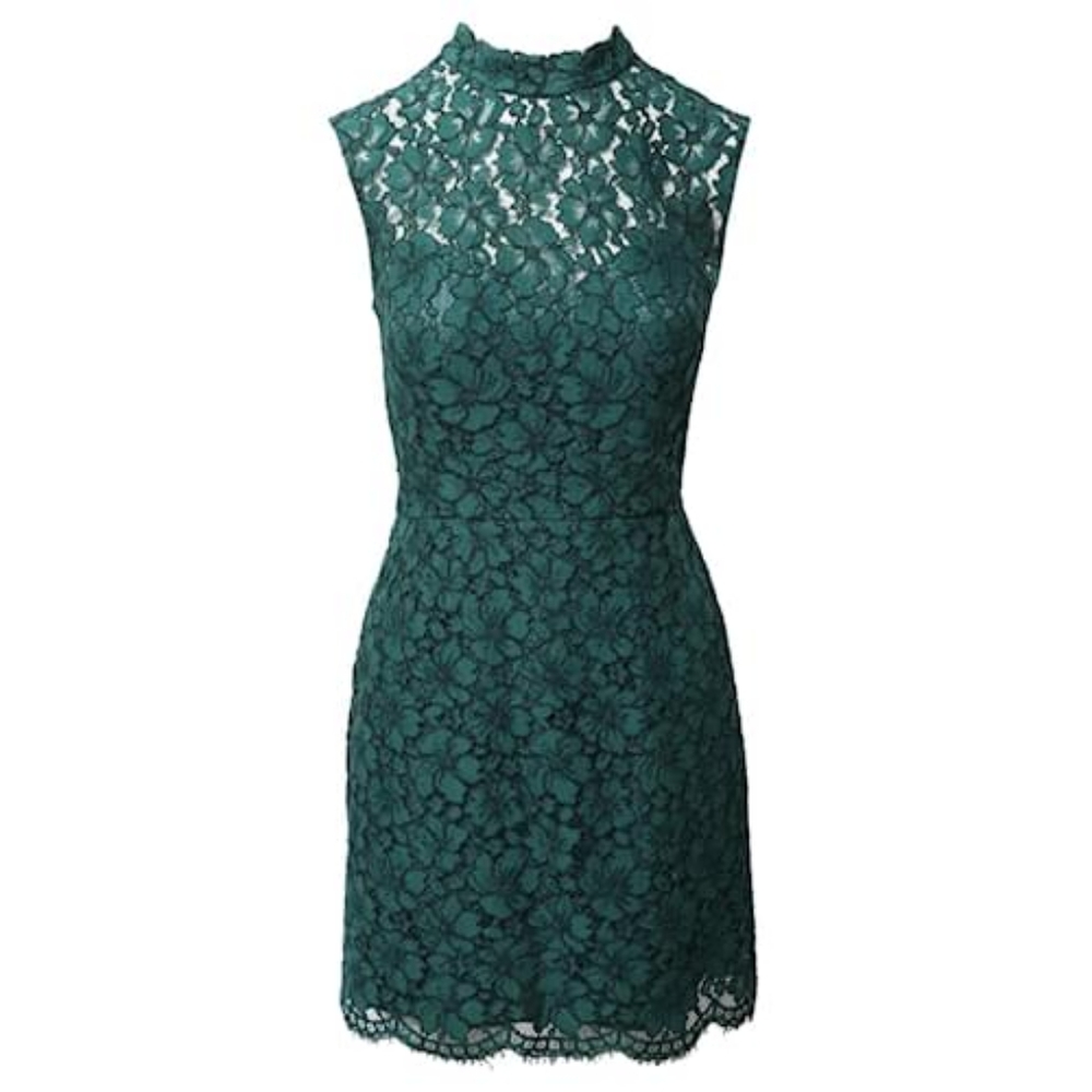 Emerald green lace dress sandro paris